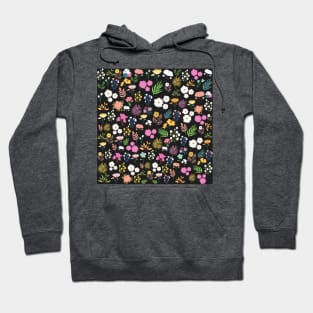 Abstract Leaves & Flowers Pattern In Grey Background Hoodie